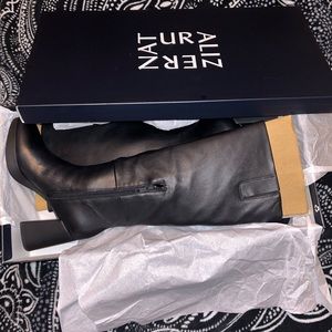 Naturalizer Gen N Align Black Leather Knee High Boots